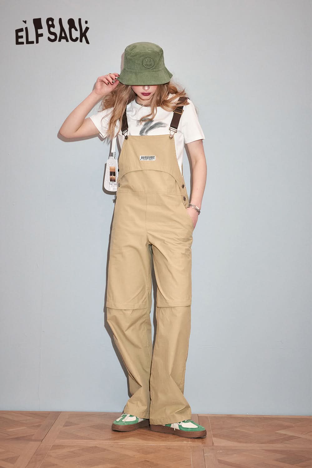 ELFSACK American Retro Straight Strap Pants's Spring Slimming Casual Work jumpsuit