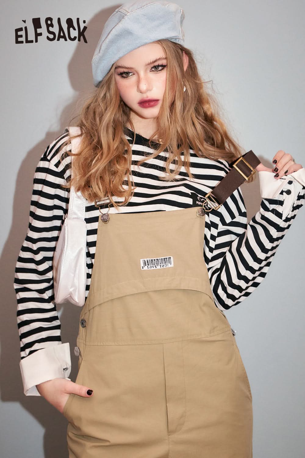 ELFSACK American Retro Straight Strap Pants's Spring Slimming Casual Work jumpsuit