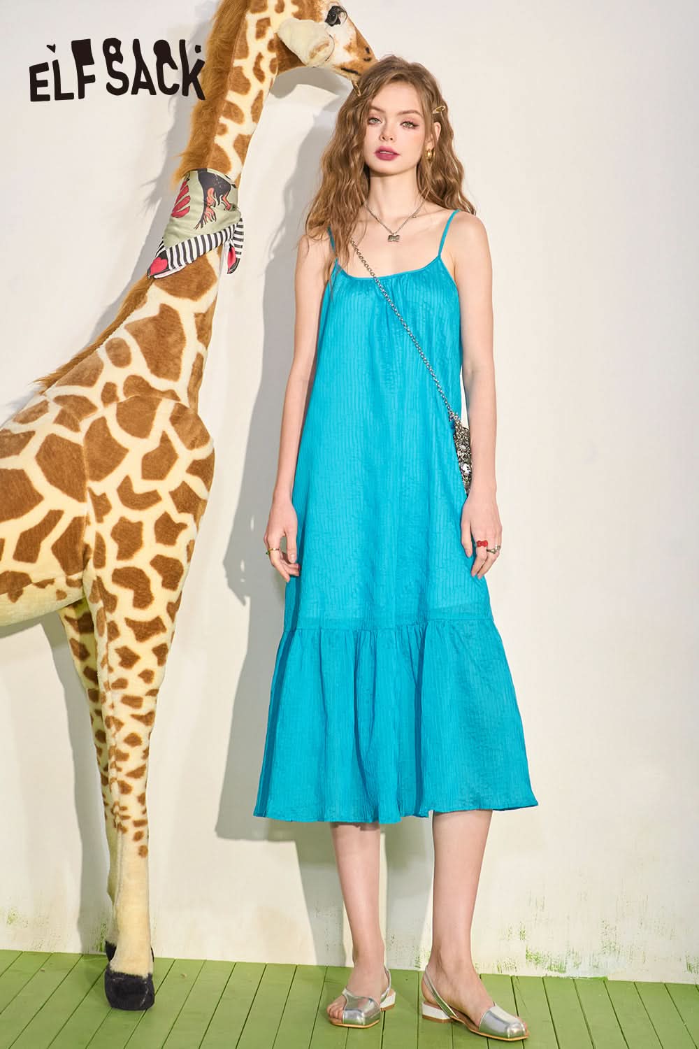 ELFSACK French Sexy Strap Dress Women's Style Vacation Style Slim Skirt