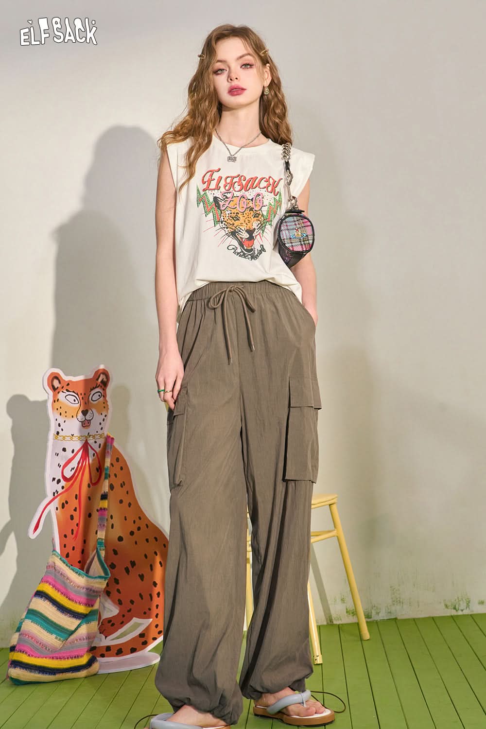 ELFSACK Casual Lazy Work Pants Women's Thin Loose and Slim Sports Pants