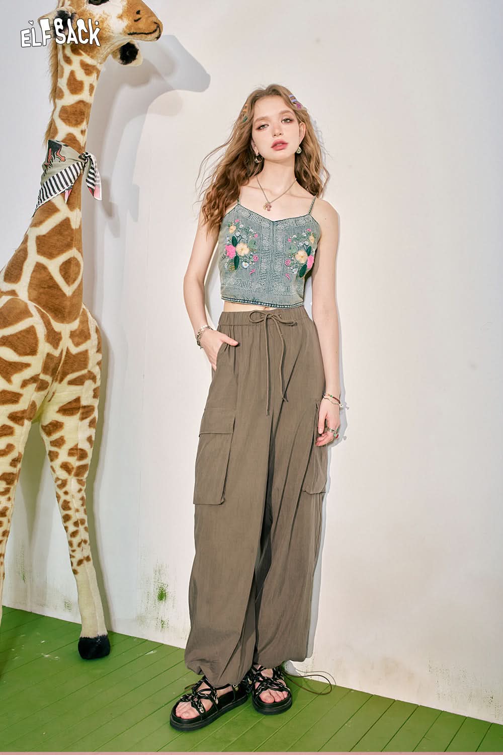 ELFSACK Casual Lazy Work Pants Women's Thin Loose and Slim Sports Pants