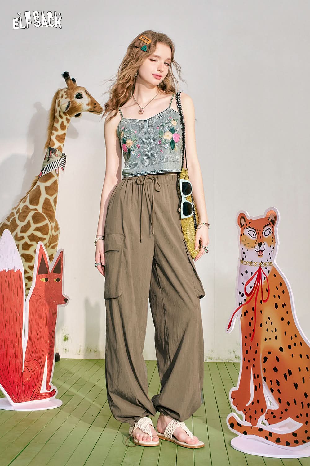 ELFSACK Casual Lazy Work Pants Women's Thin Loose and Slim Sports Pants