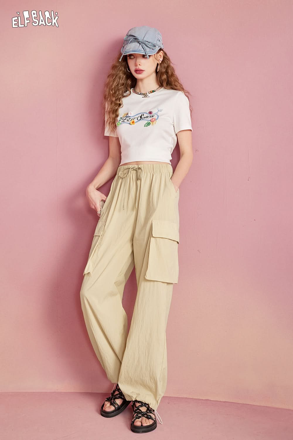 ELFSACK Casual Lazy Work Pants Women's Thin Loose and Slim Sports Pants