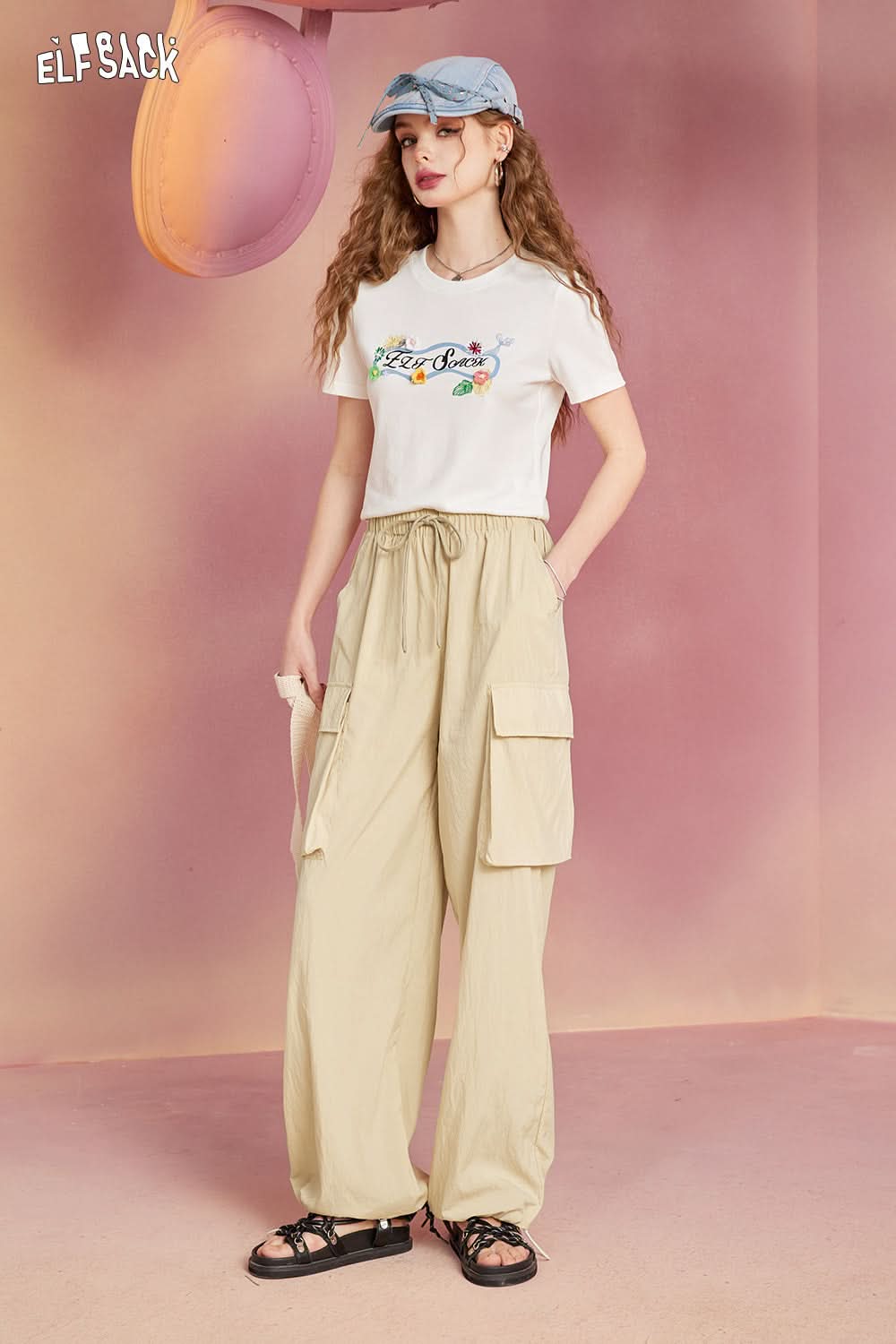 ELFSACK Casual Lazy Work Pants Women's Thin Loose and Slim Sports Pants