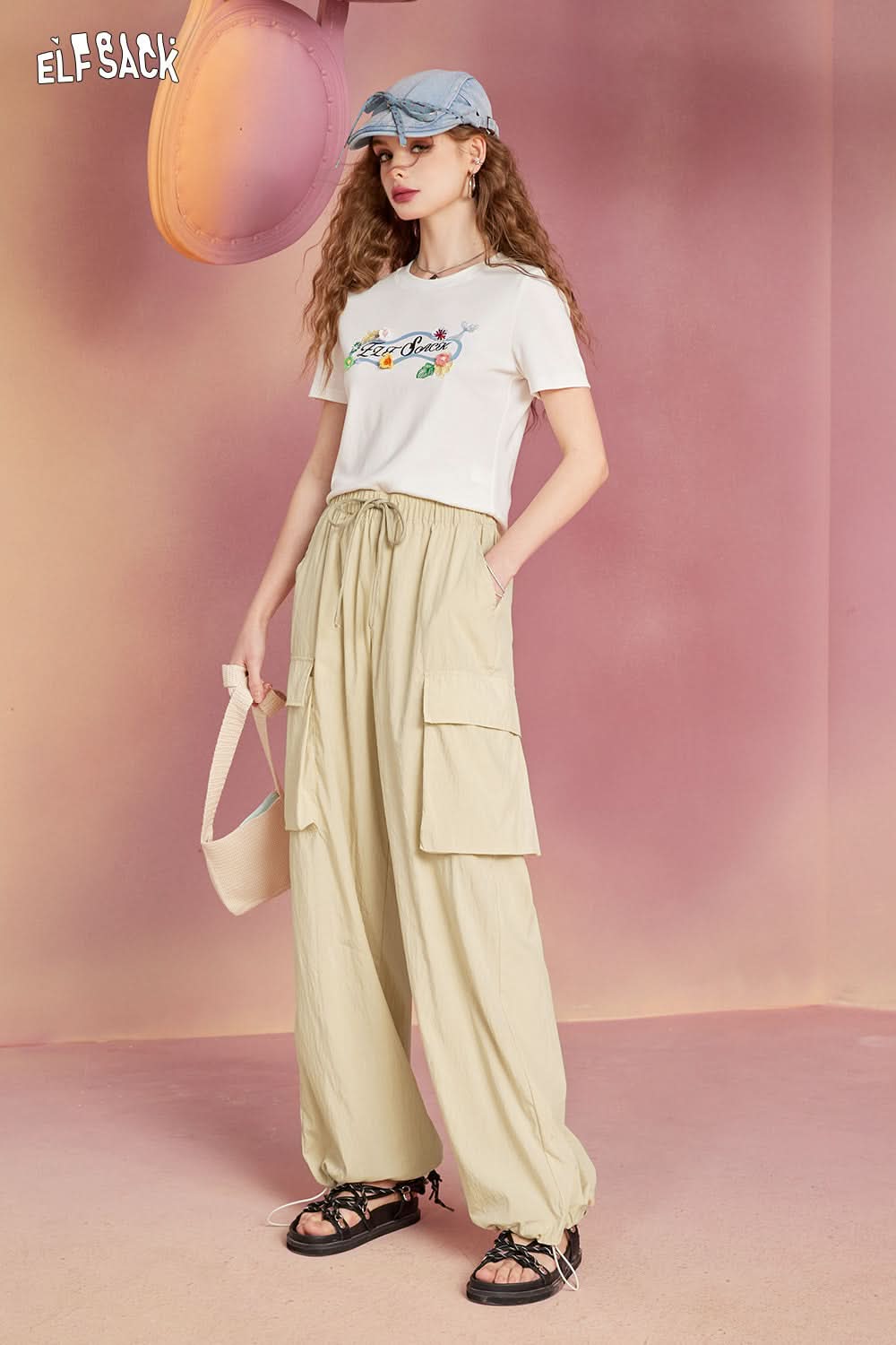 ELFSACK Casual Lazy Work Pants Women's Thin Loose and Slim Sports Pants