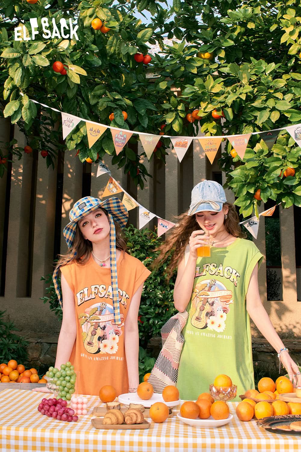 ELFSACK Alphabet guitar print small height casual slim sleeveless t-shirt dress