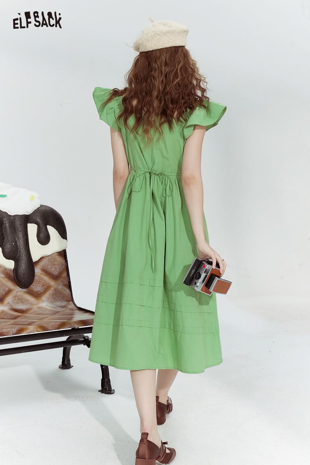 ELFSACK Square Neck Holiday Style Slim Skirt for woman