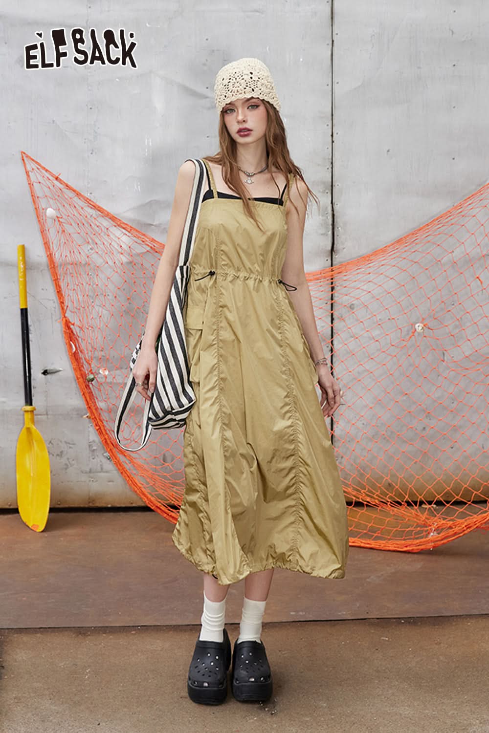 ELFSACK Workwear casual camisole dress women's versatile A-line skirt