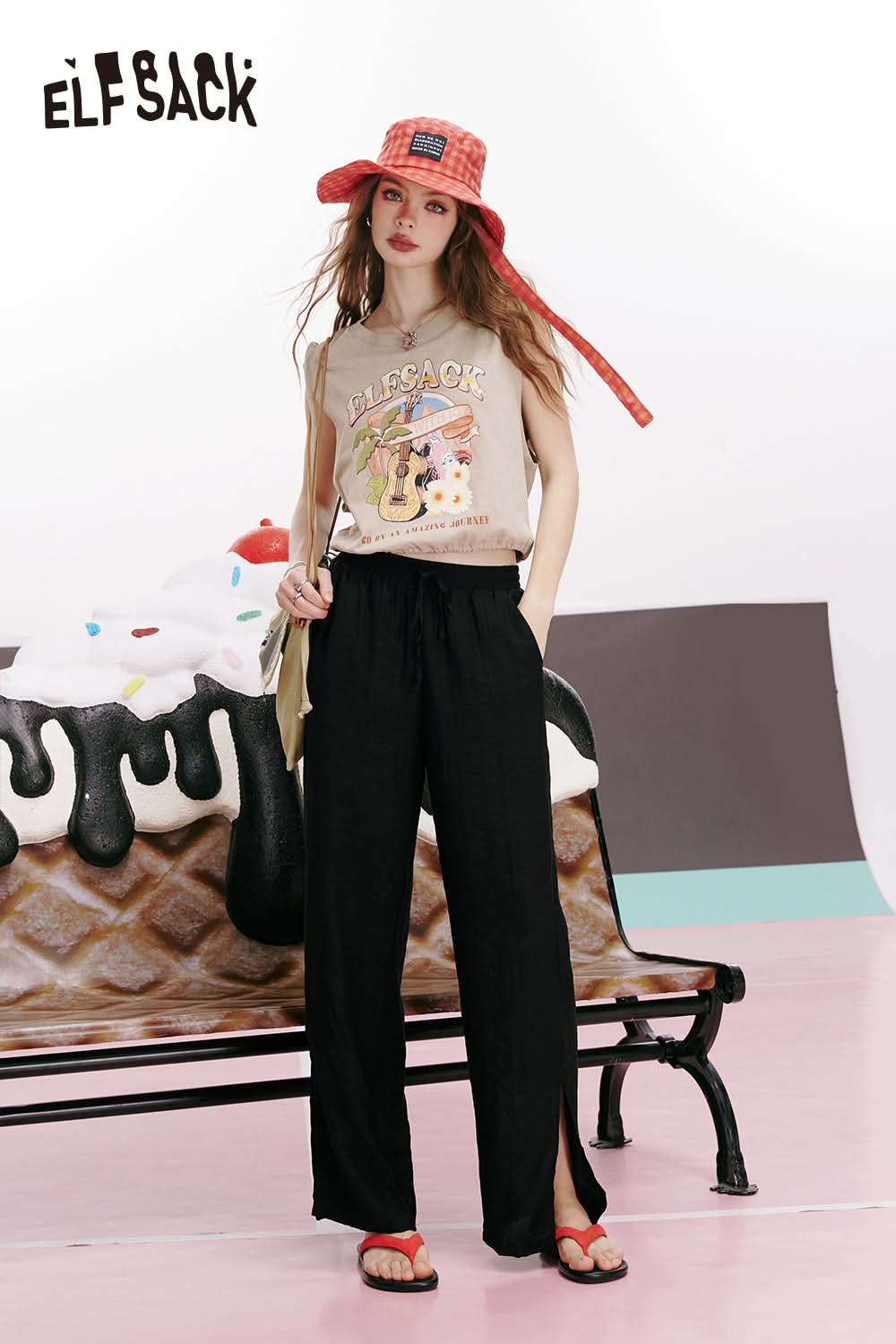 ELFSACK Savage style split drape straight Yamamoto pants loose casual thin pants