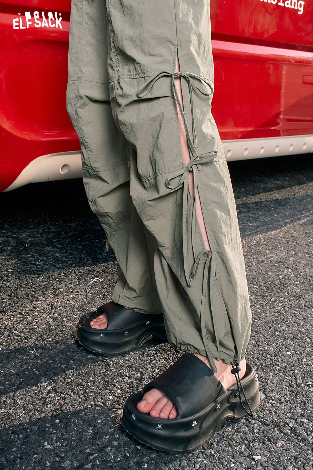 ELFSACK American bow tie workwear casual pants women's sports straight leg pants