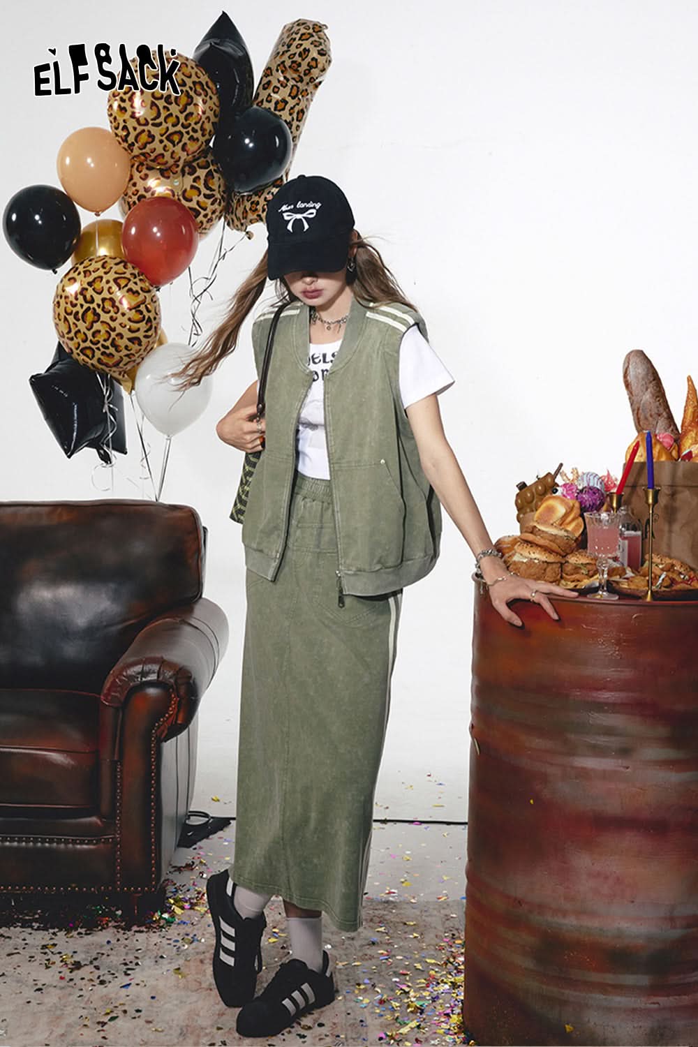 ELFSACK Casual two-piece vest skirt Sports suit