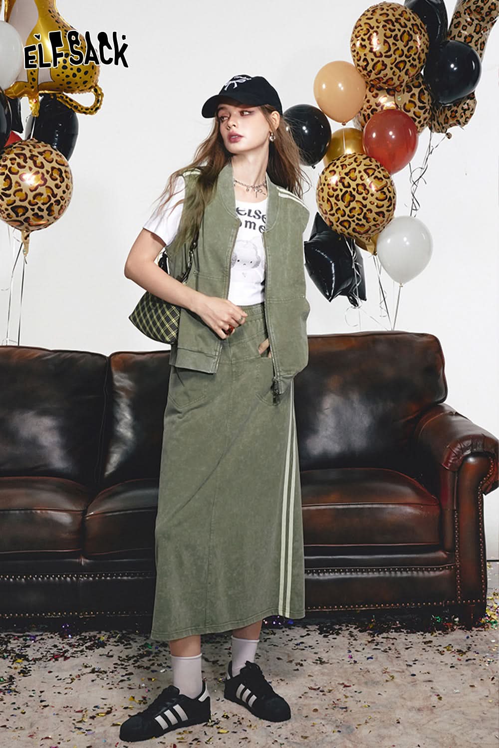 ELFSACK Casual two-piece vest skirt Sports suit