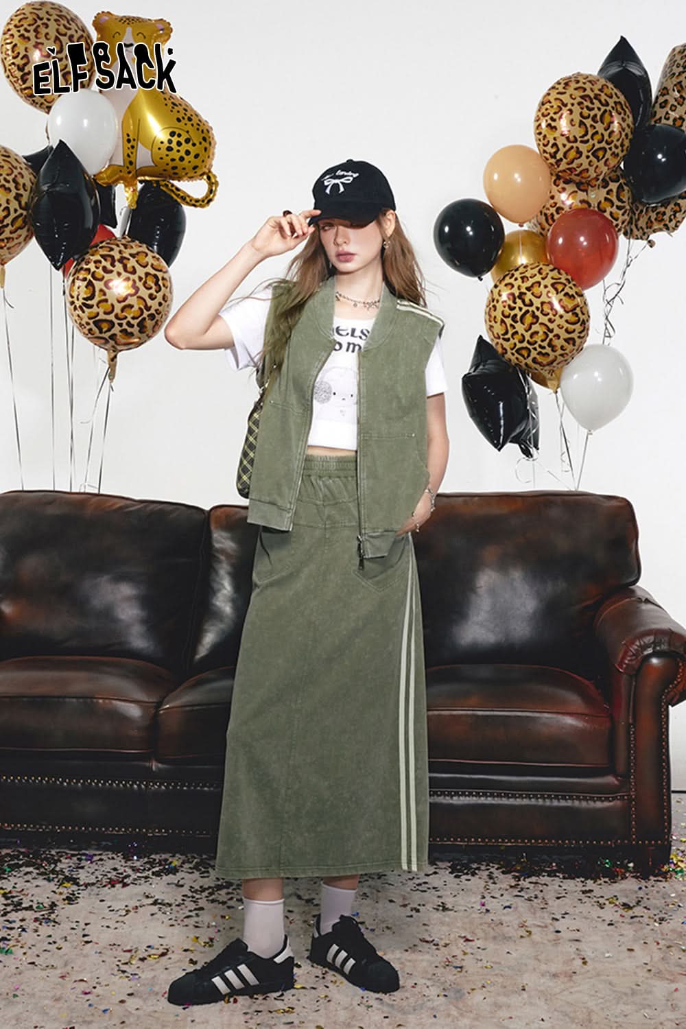 ELFSACK Casual two-piece vest skirt Sports suit