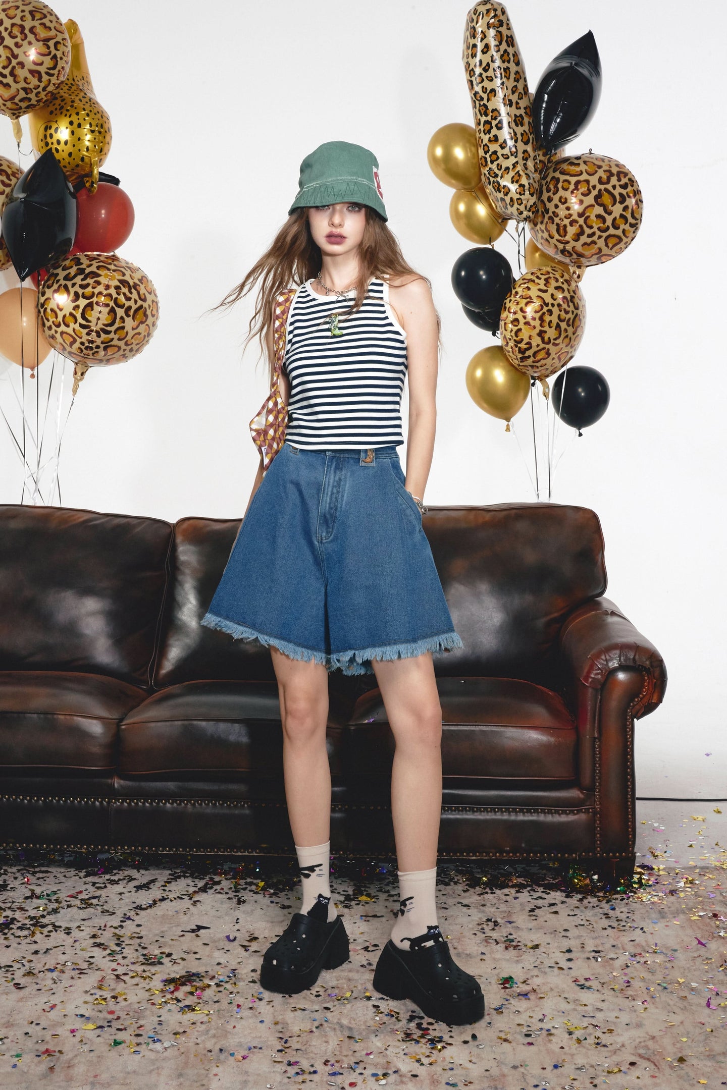 ELFSACK American black striped camisole vest casual sleeveless outerwear