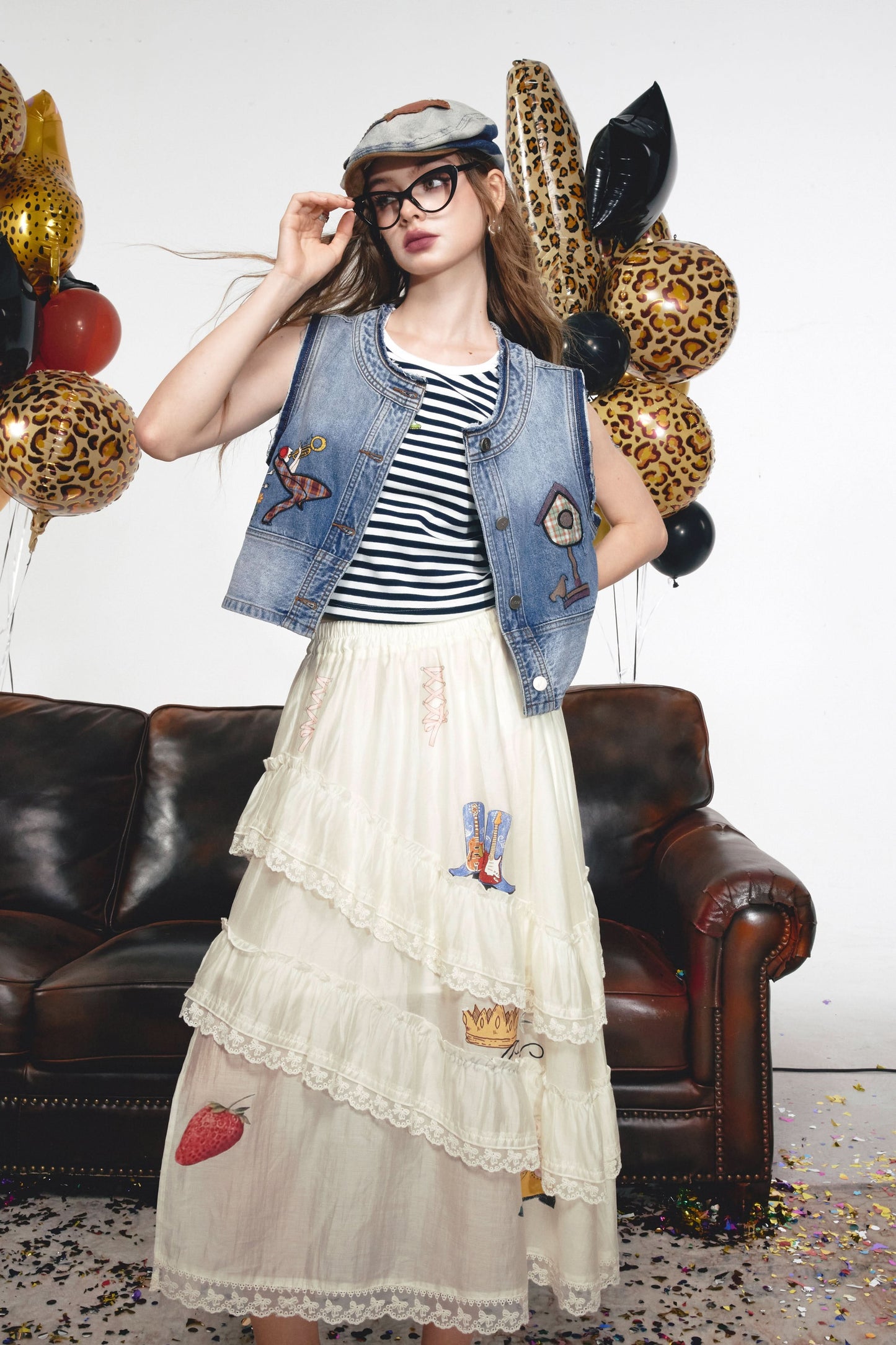 ELFSACK American black striped camisole vest casual sleeveless outerwear