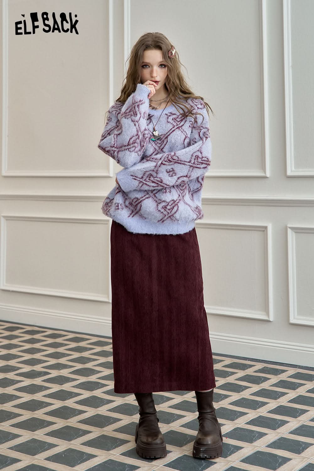 ELFSACK straight skirt, versatile commuting long skirt