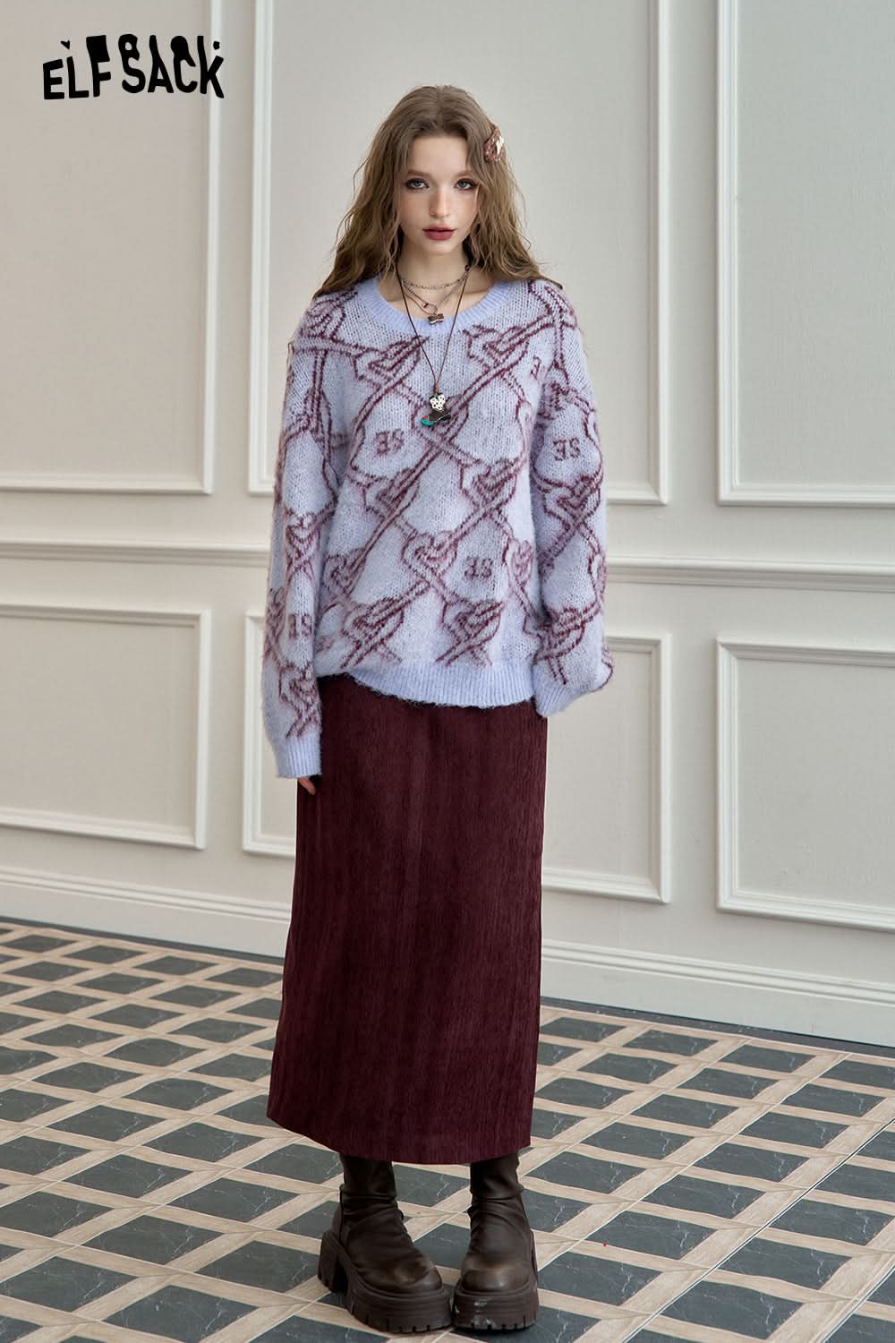 ELFSACK straight skirt, versatile commuting long skirt