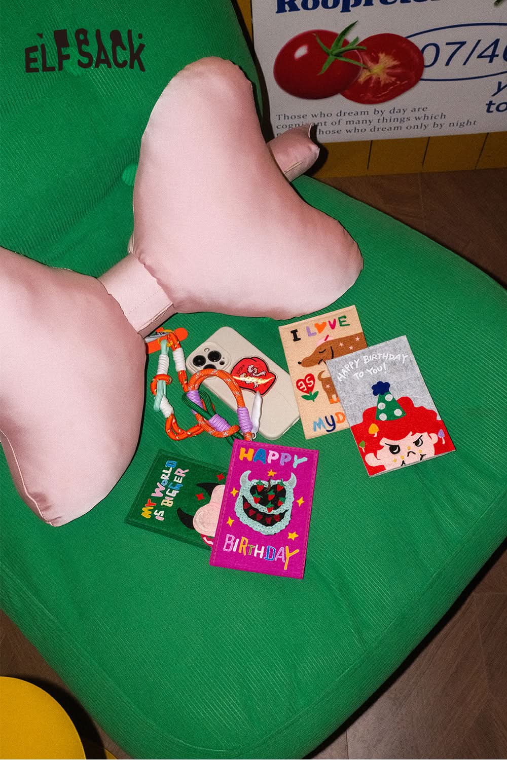 ELFSACK Y2K Felt Board Cartoon Patches Greeting Cards