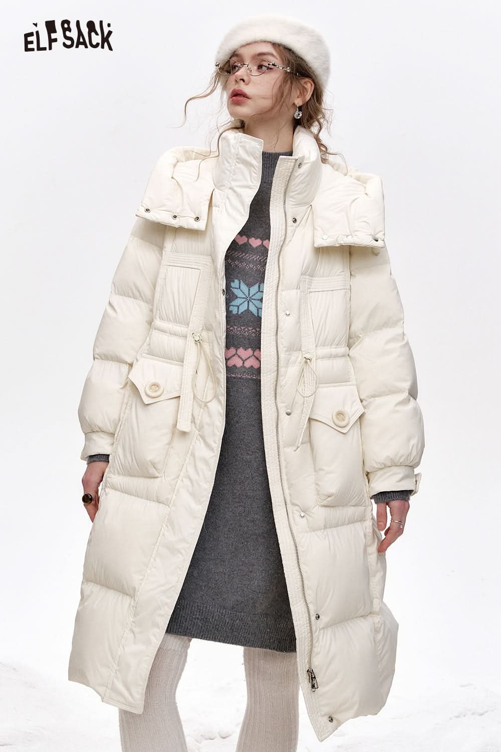 ELFSACK Fair Isle straight knitted dress women inner wear Christmas outfit