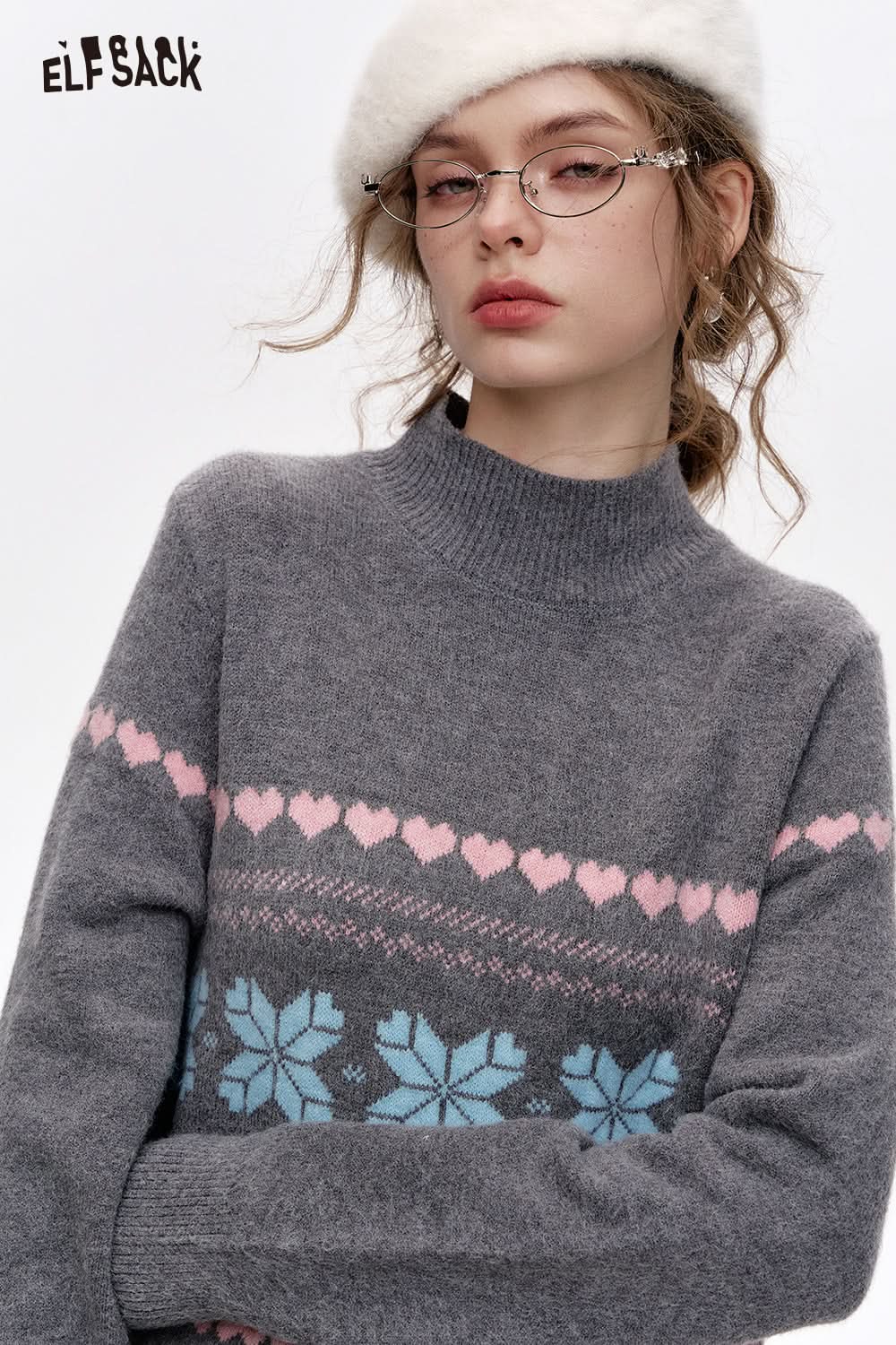 ELFSACK Fair Isle straight knitted dress women inner wear Christmas outfit