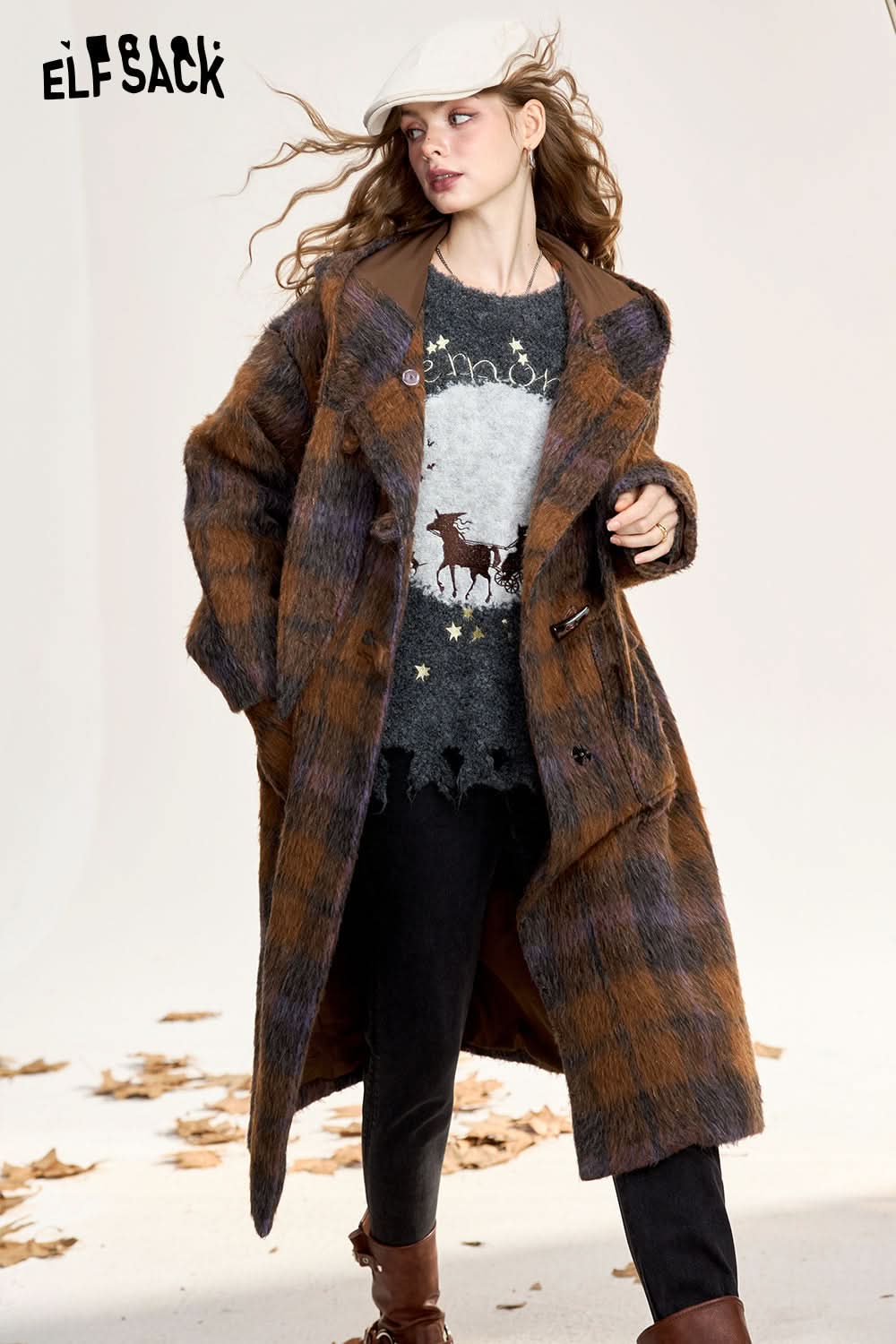 ELFSACK Women's Pullover Sweater Fluffy Loose Cute Soft Top