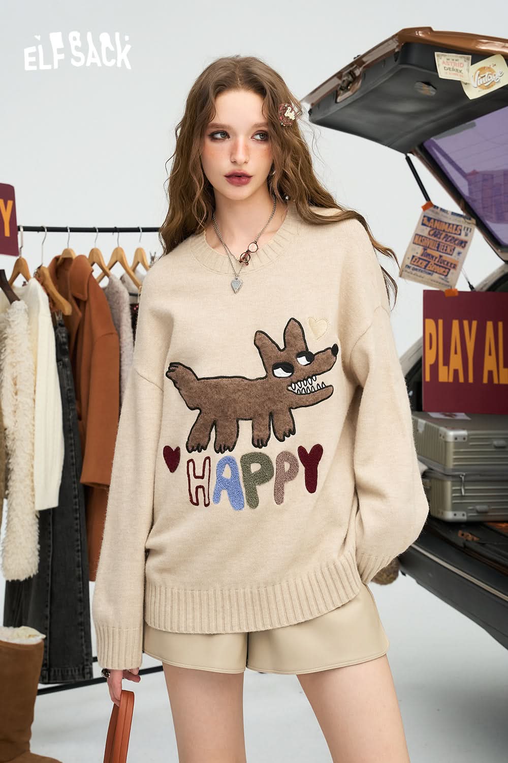 ELFSACK Colorful dopamine sweater