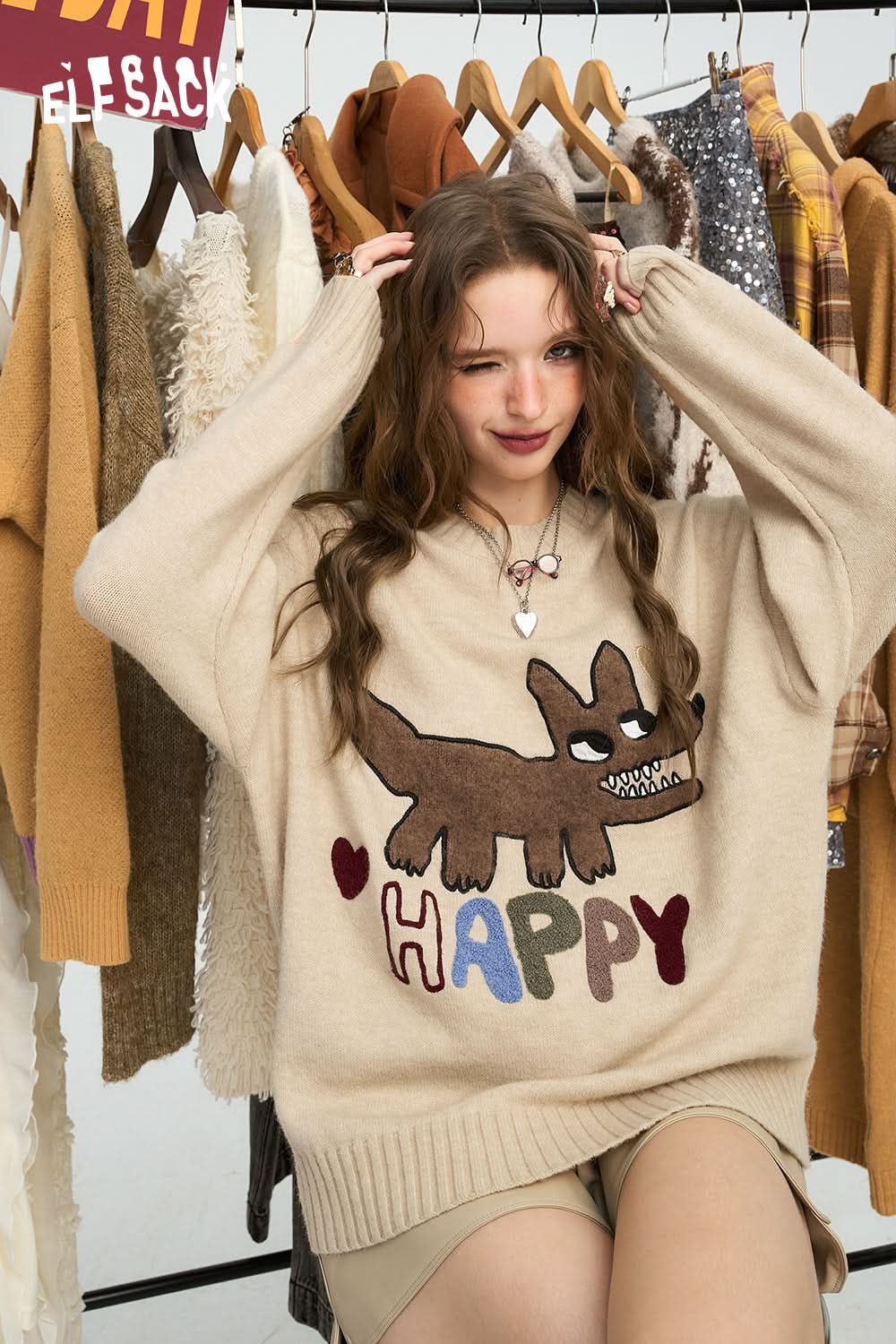 ELFSACK Colorful dopamine sweater