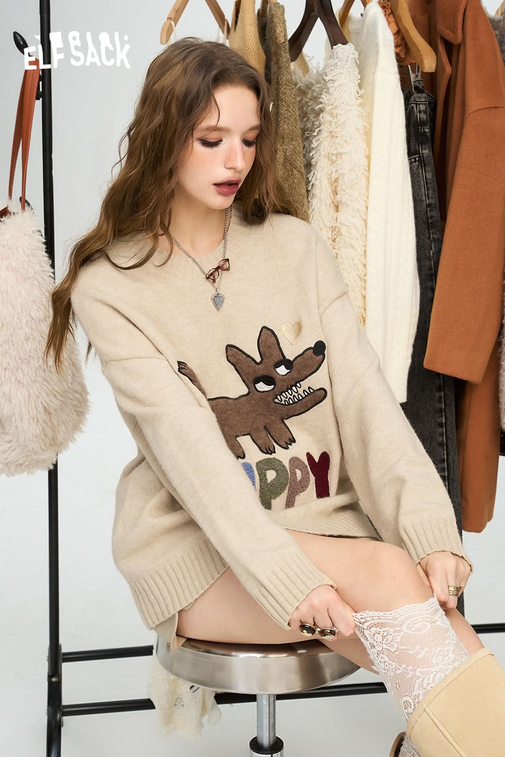 ELFSACK Colorful dopamine sweater