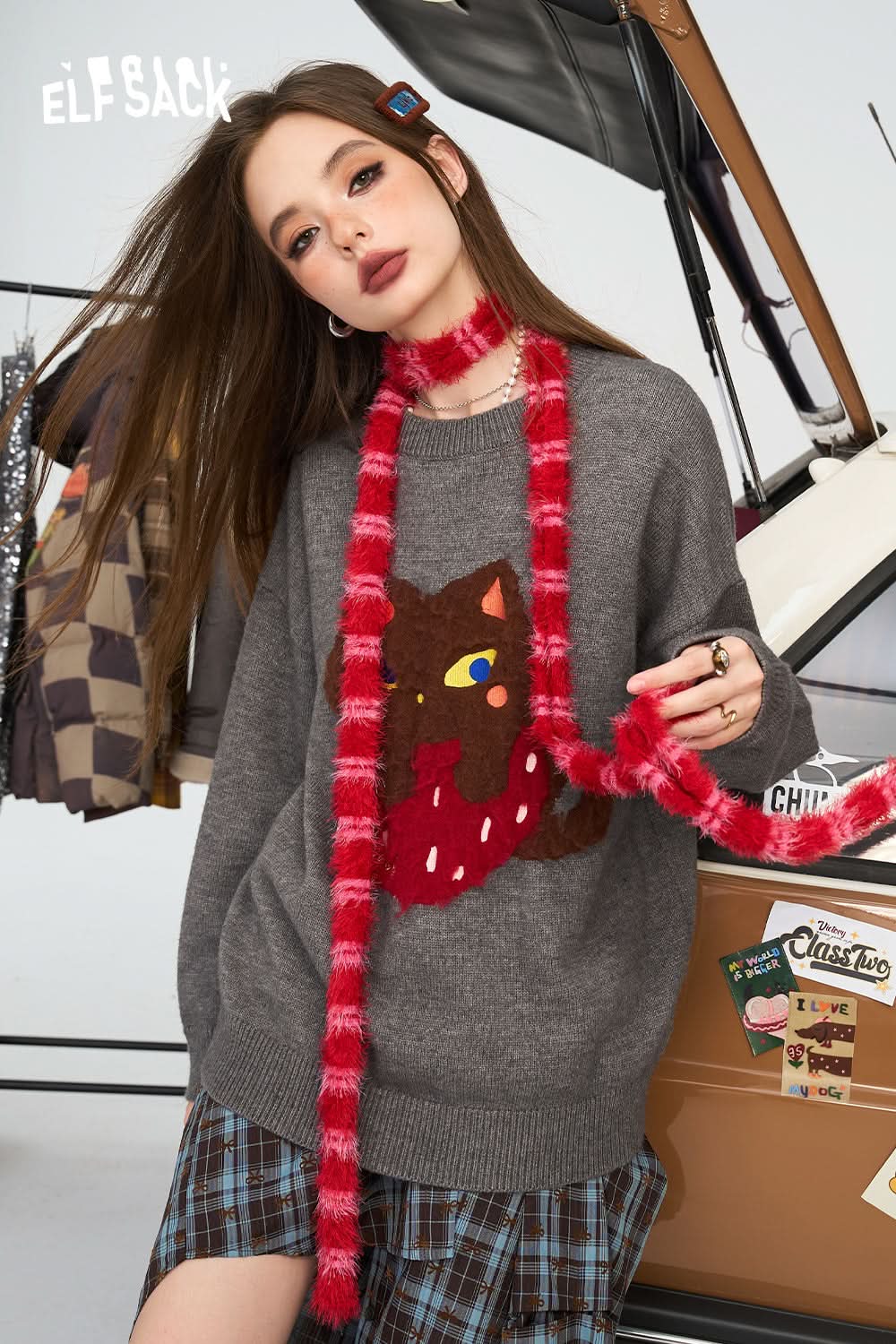 ELFSACK Colorful dopamine sweater
