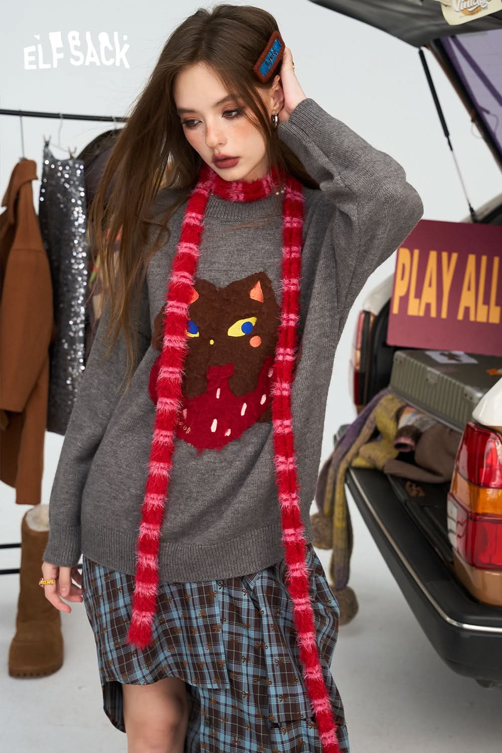 ELFSACK Colorful dopamine sweater