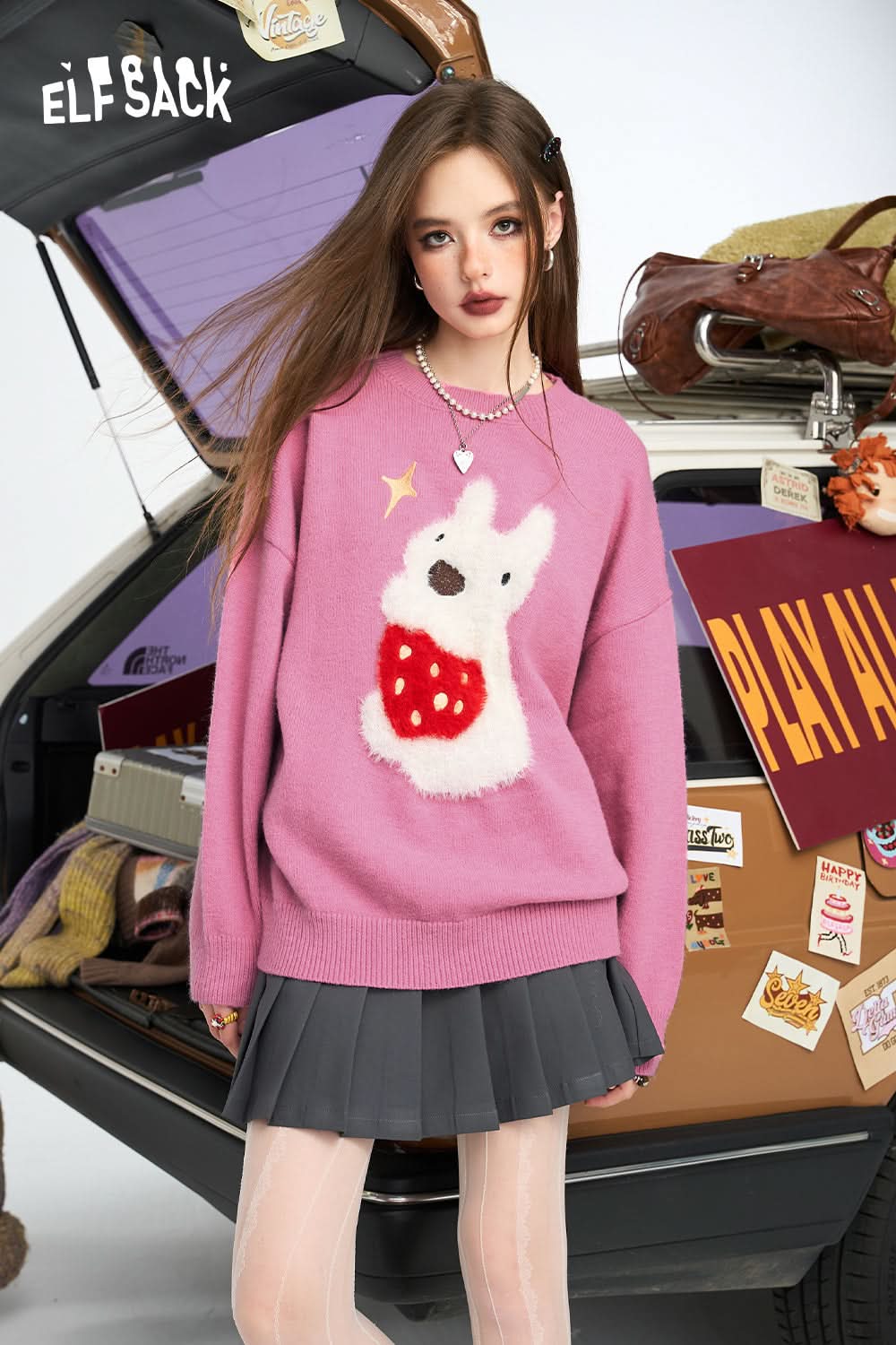 ELFSACK Colorful dopamine sweater