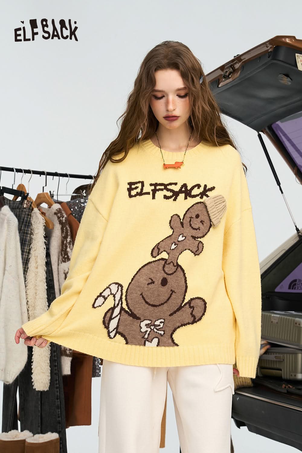 ELFSACK Colorful dopamine sweater