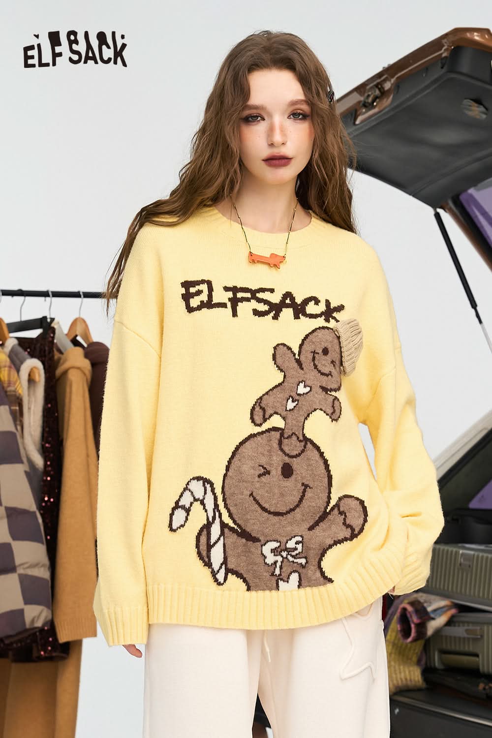 ELFSACK Colorful dopamine sweater
