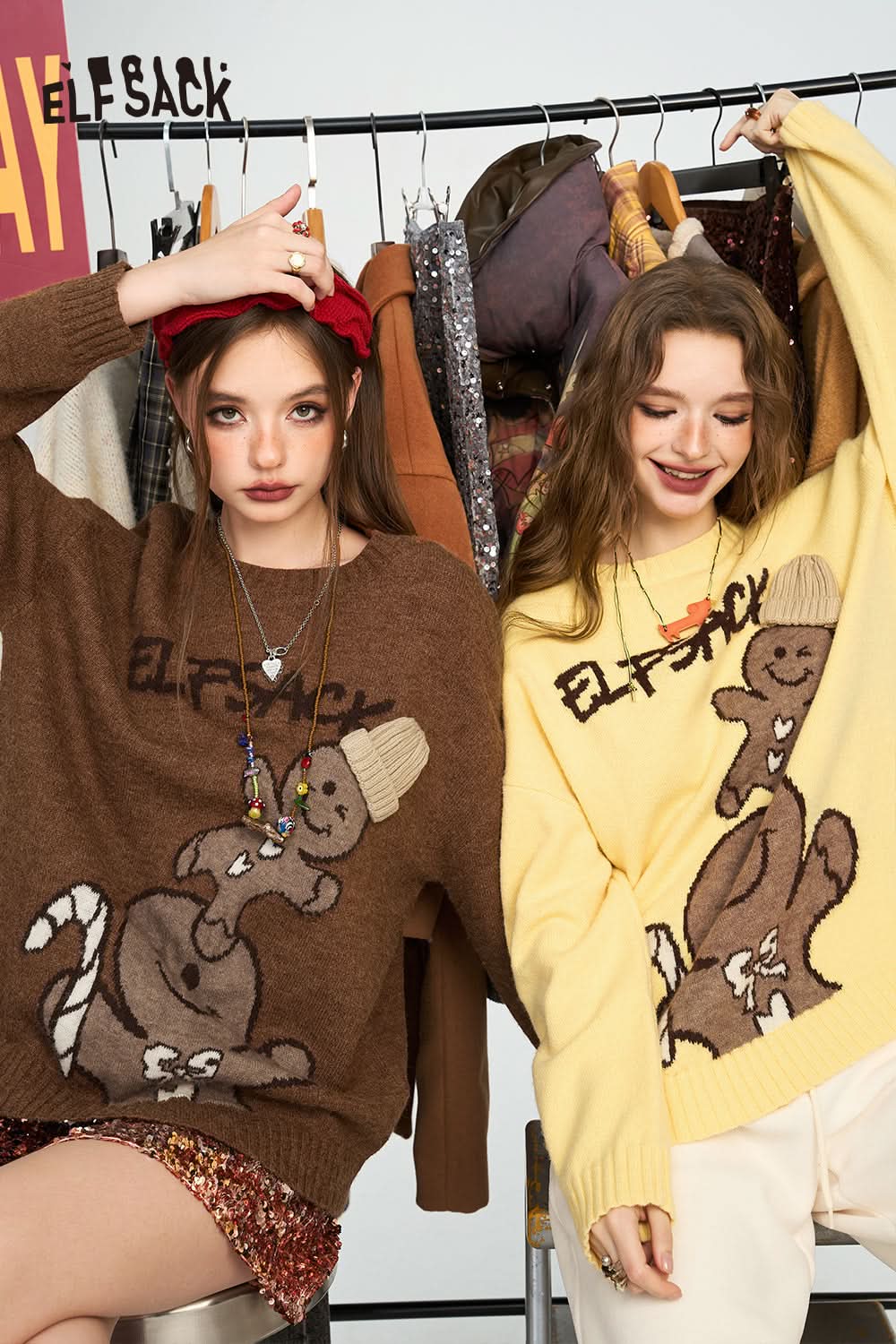 ELFSACK Colorful dopamine sweater