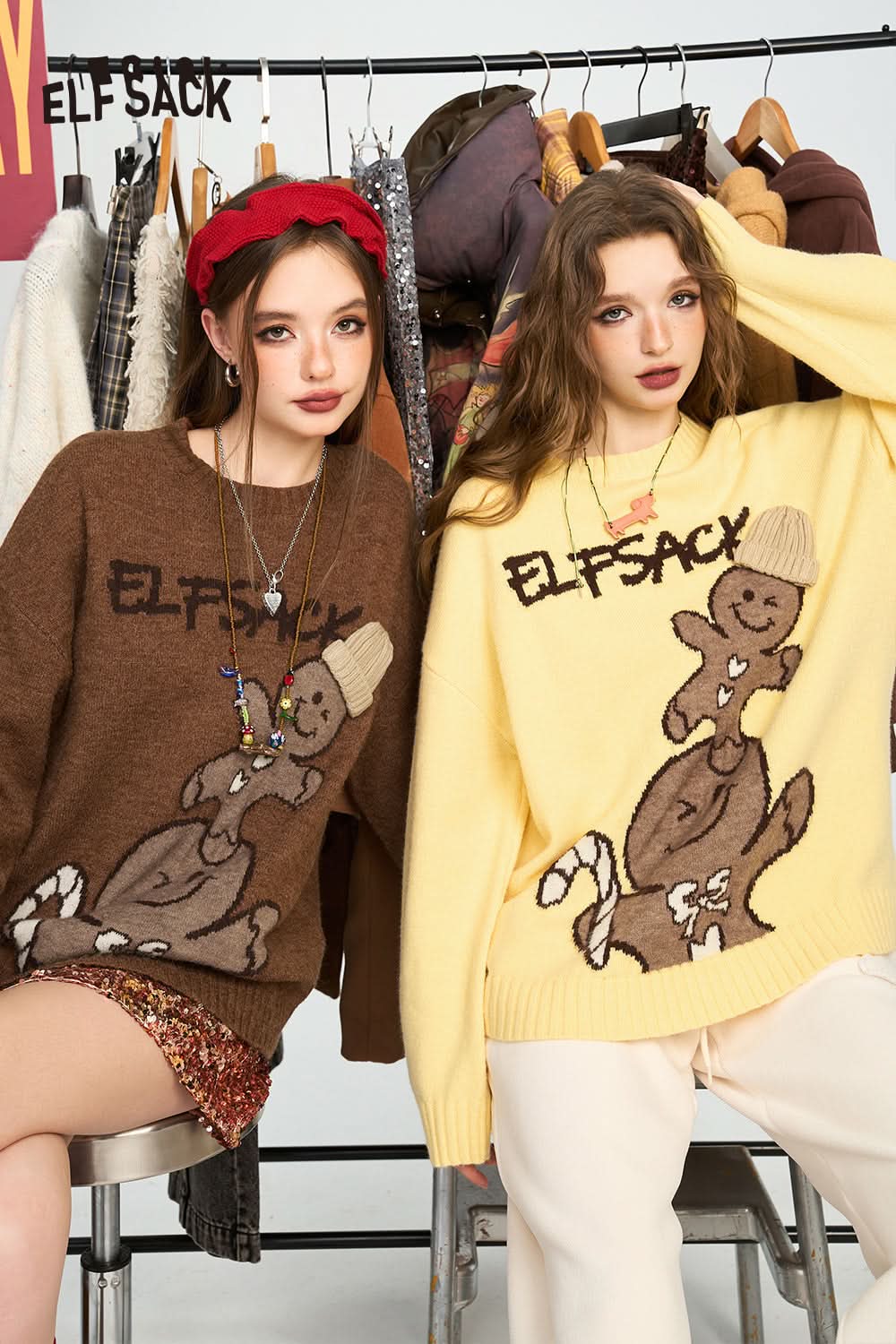 ELFSACK Colorful dopamine sweater