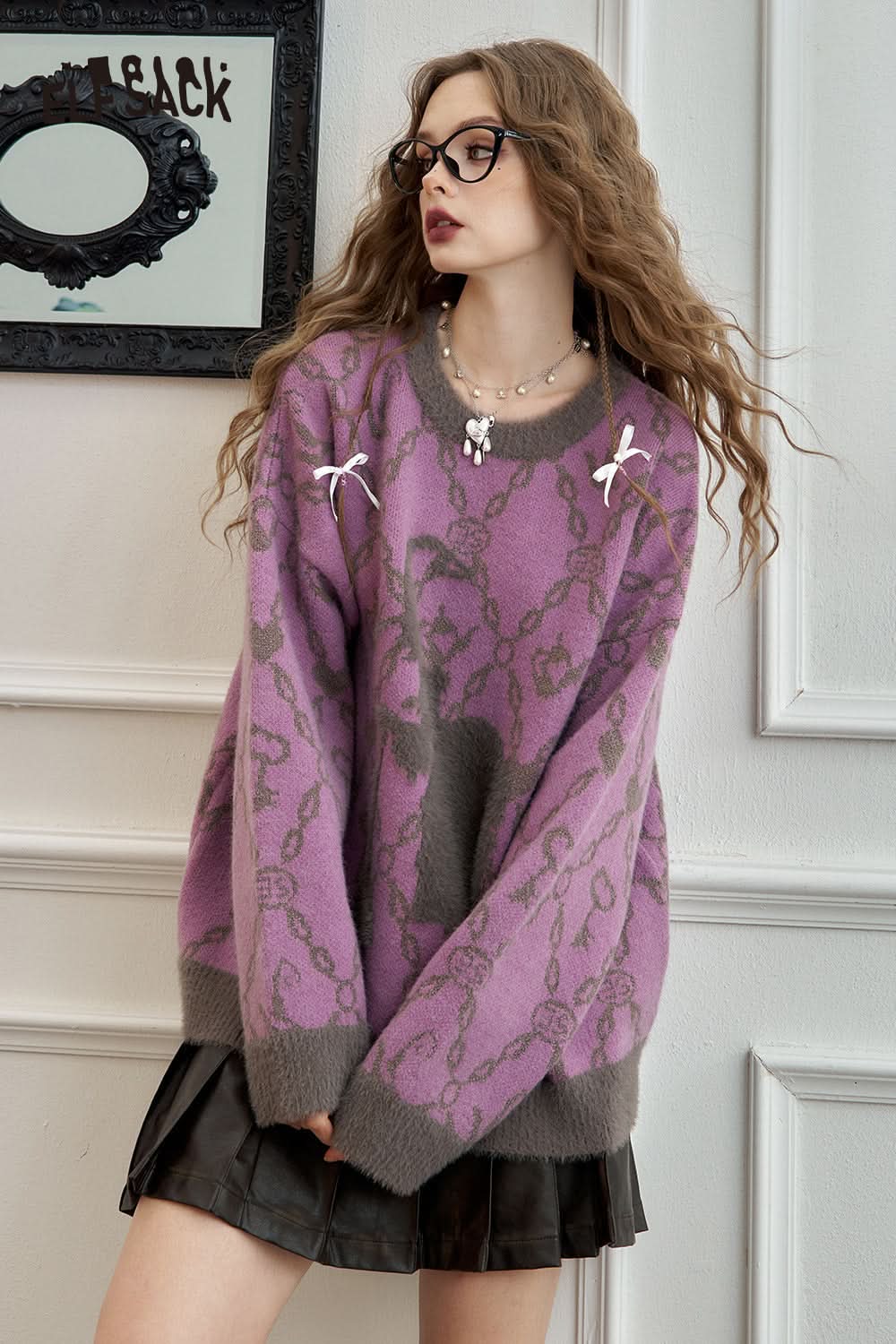 ELFSACK Retro Preppy Style pullover sweater