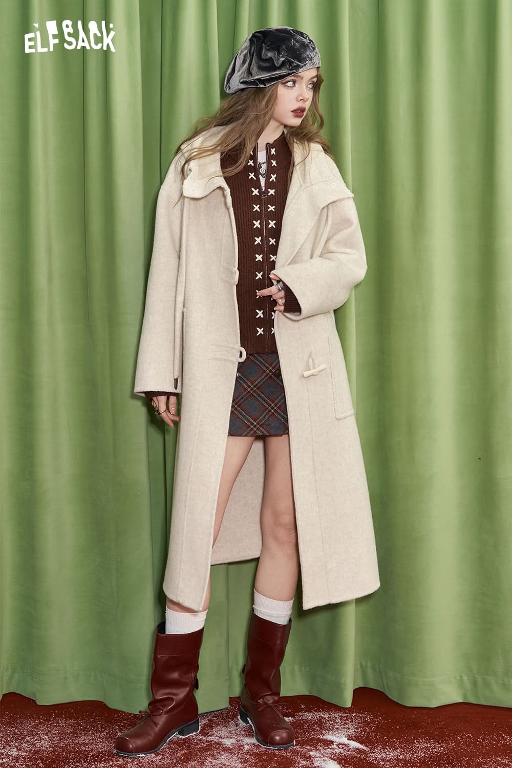 ELFSACK Milard Embroidered Knitted Cardigan Women Soft Sweater with Zipper