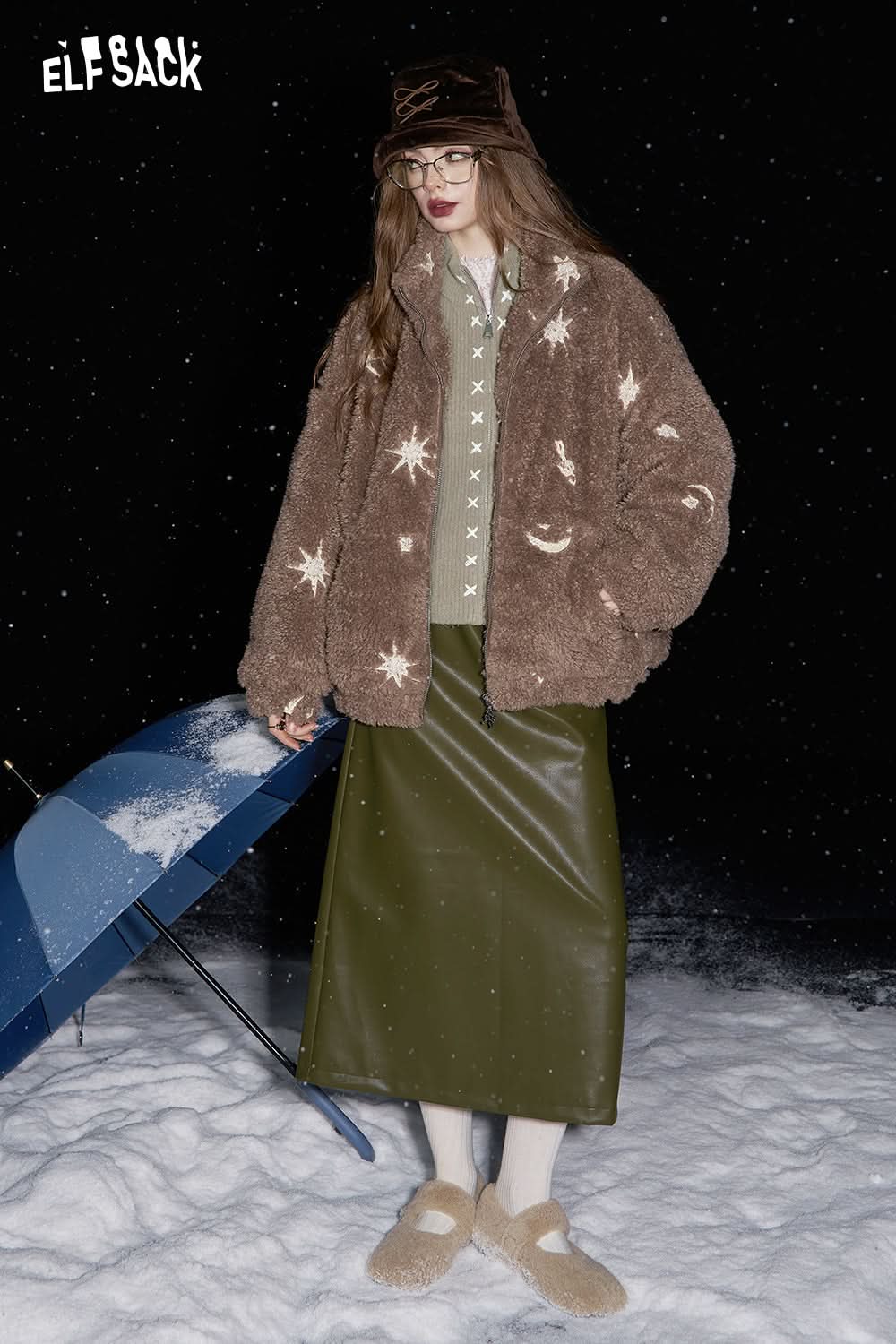 ELFSACK Milard Embroidered Knitted Cardigan Women Soft Sweater with Zipper