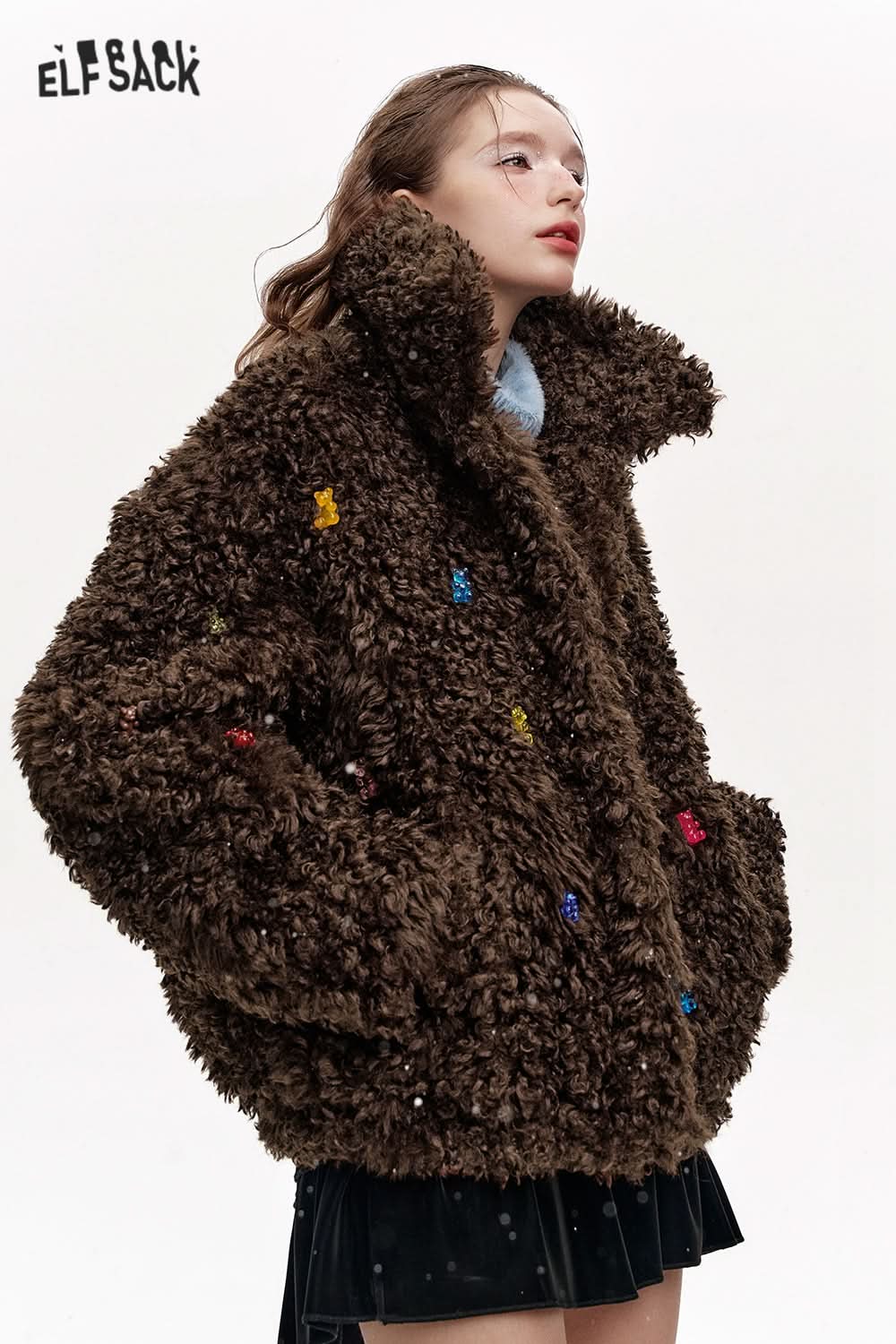 ELFSACK Sweet and cool colorful bears imitation plush loose thick coat