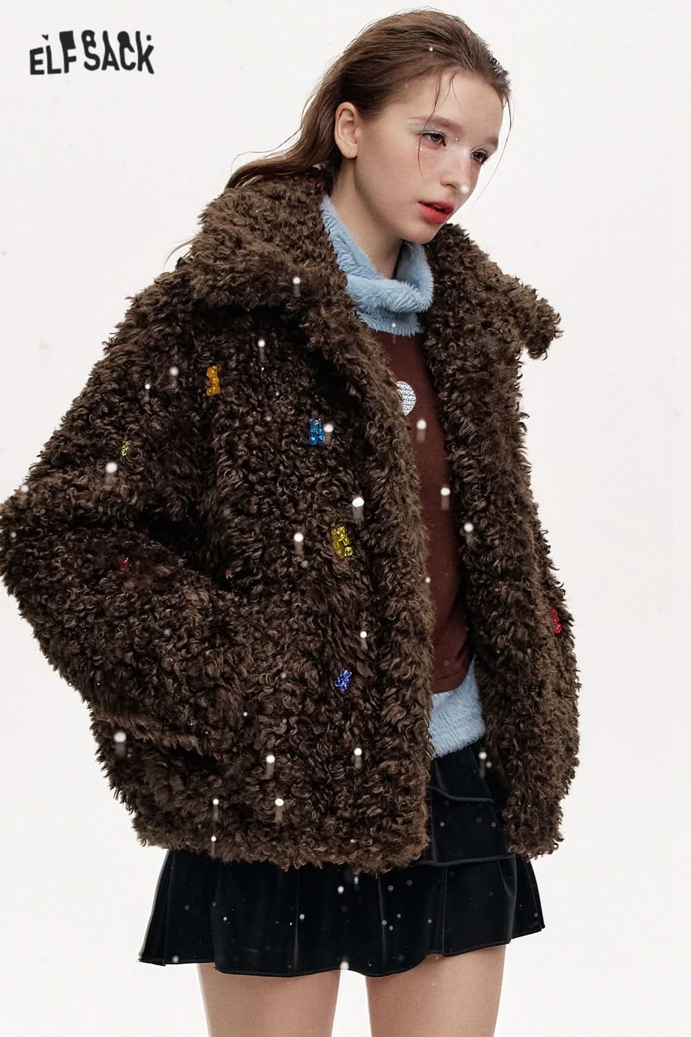 ELFSACK Sweet and cool colorful bears imitation plush loose thick coat