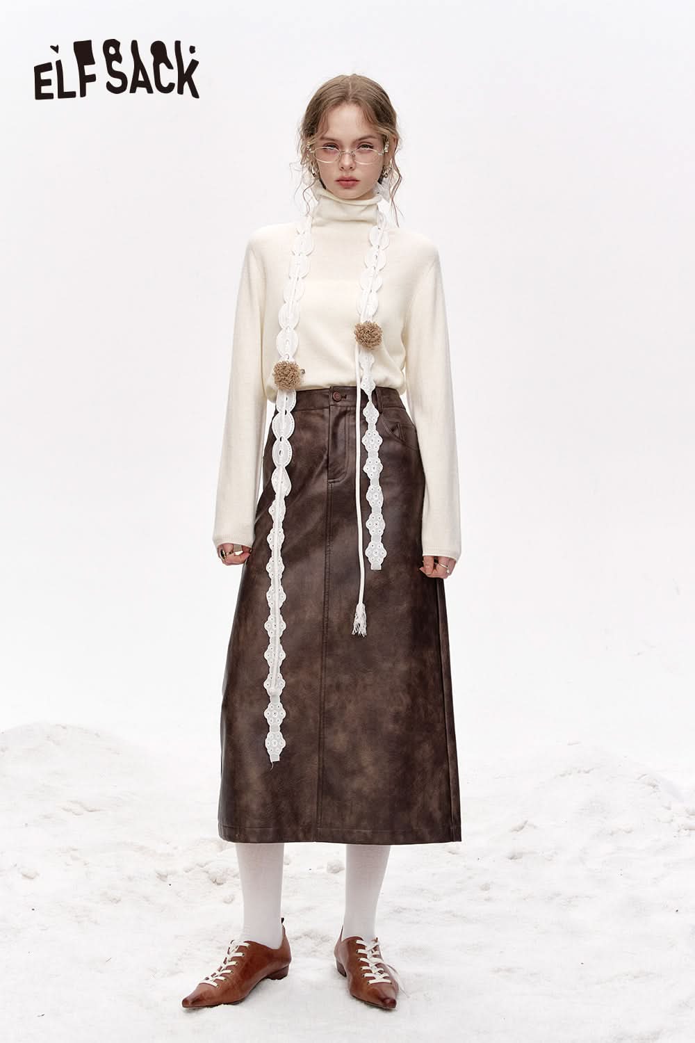 ELFSACK Versatile Half Turtleneck Solid Color Slim Fit 100% Wool Warm Knit Cardigan