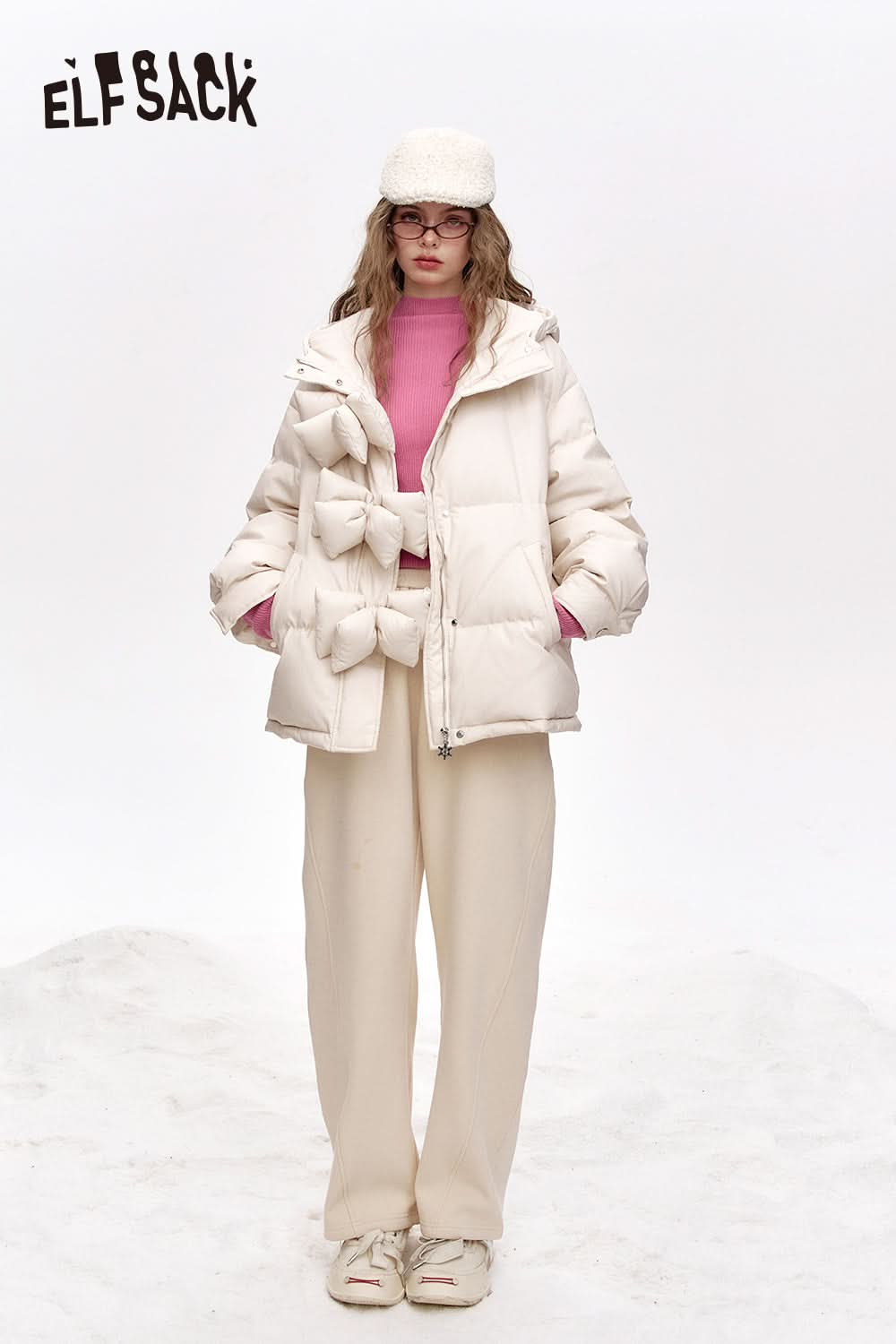 ELFSACK 100% wool half turtleneck solid color long sleeves sweater