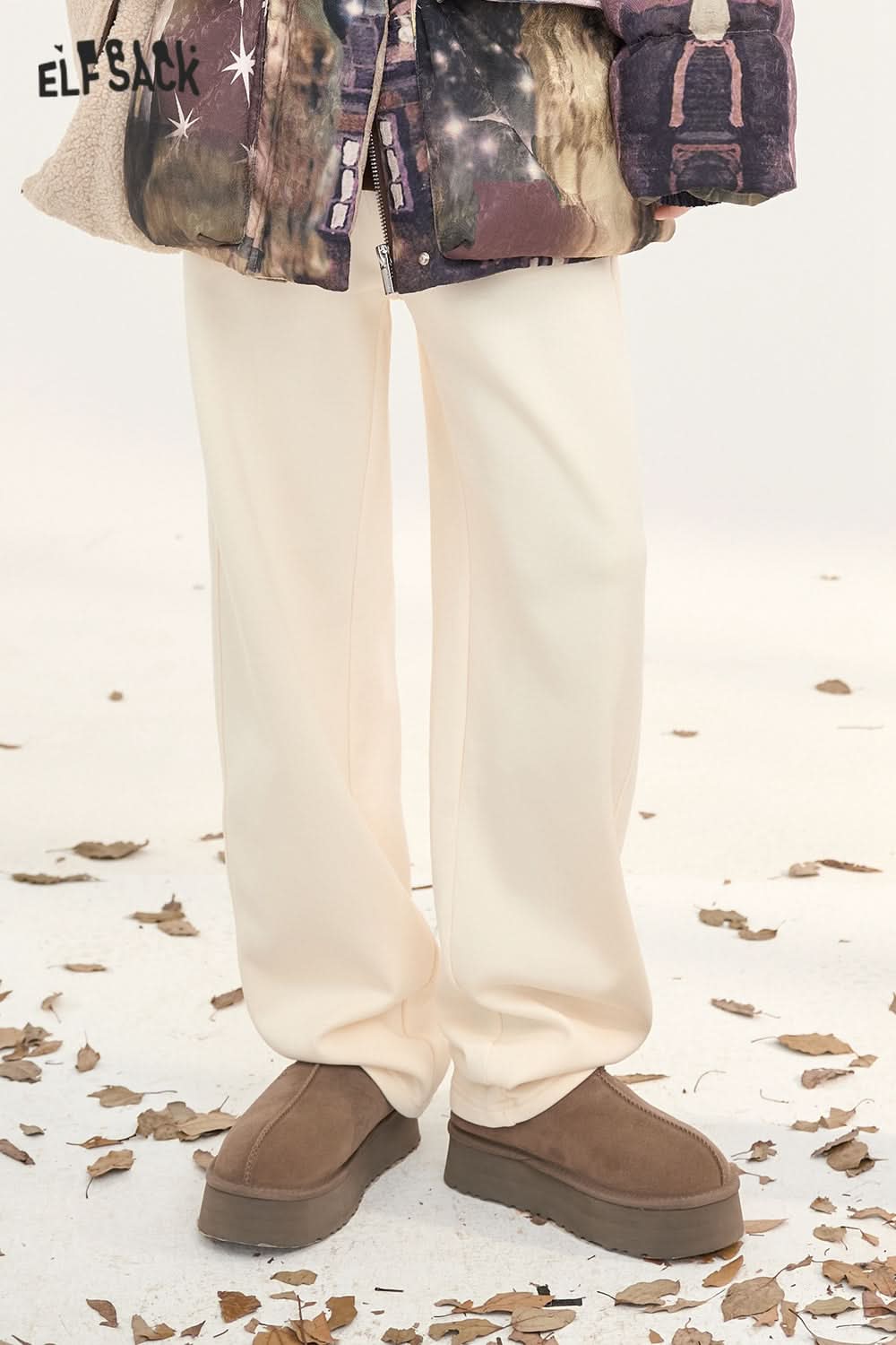 ELFSACK Women's casual sports trousers, loose and slim straight