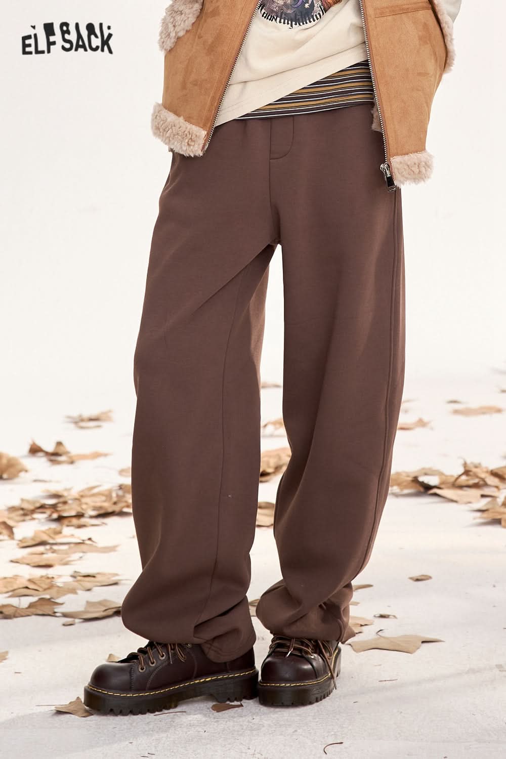 ELFSACK Women's casual sports trousers, loose and slim straight