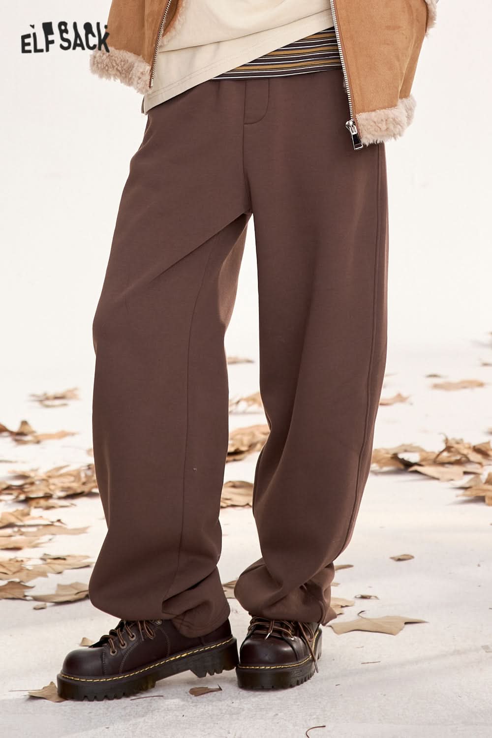 ELFSACK Women's casual sports trousers, loose and slim straight