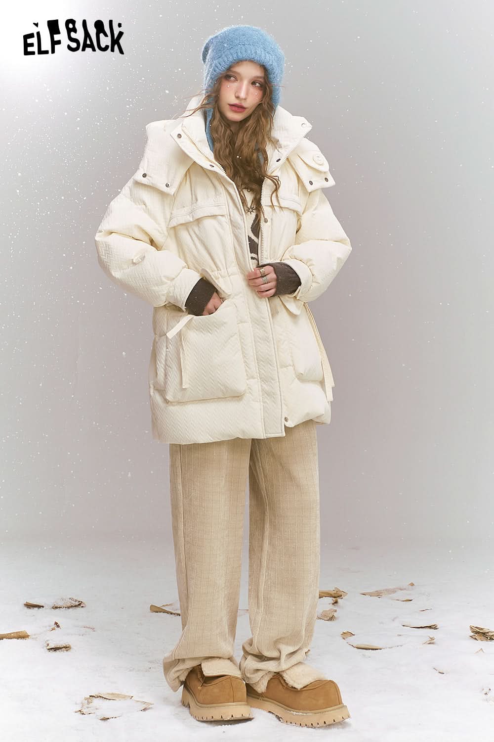 ELFSACK Maillard retro casual straight leg pants, loose and versatile pants