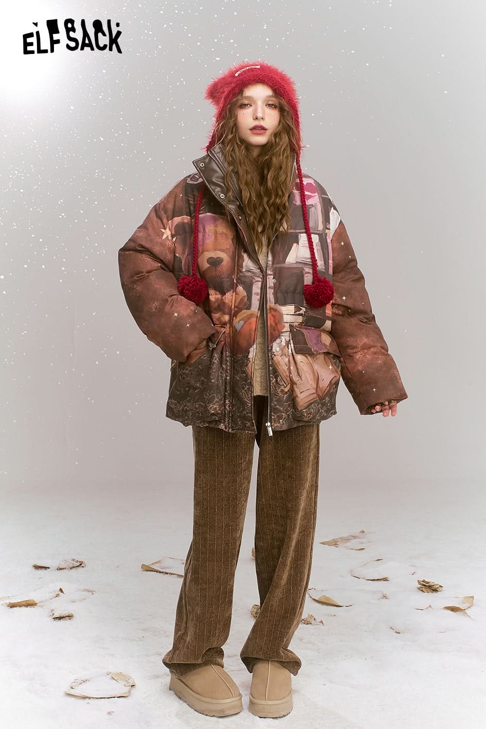 ELFSACK Maillard retro casual straight leg pants, loose and versatile pants