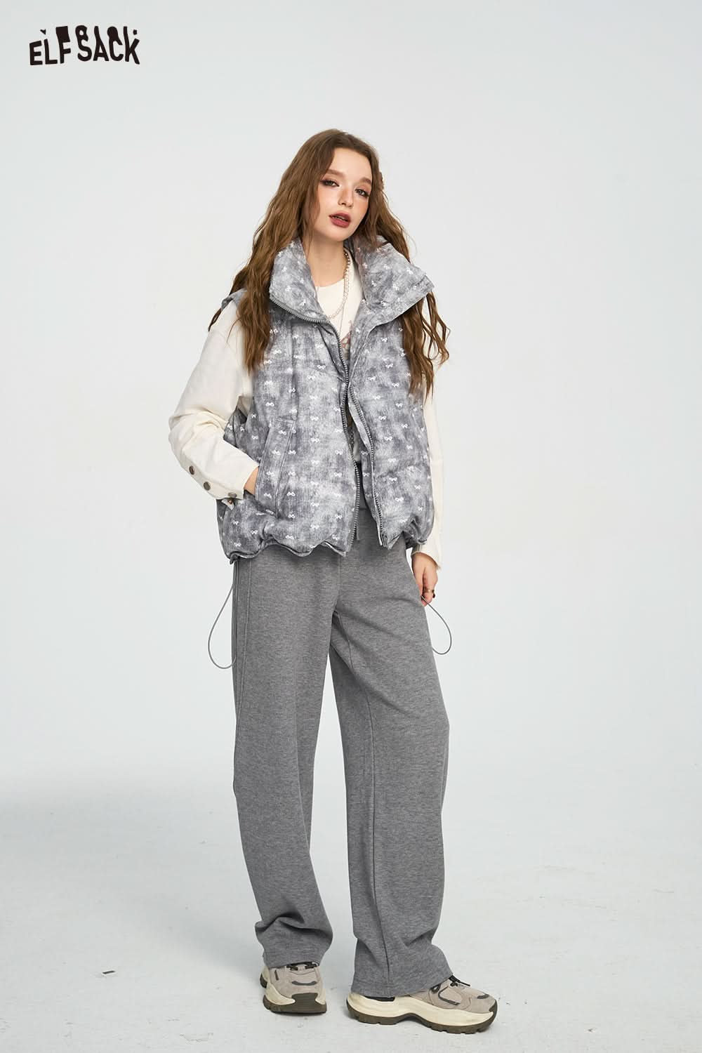 ELFSACK Lazy Style Casual Straight Leg Pants Wide Leg Loose Slim Fit