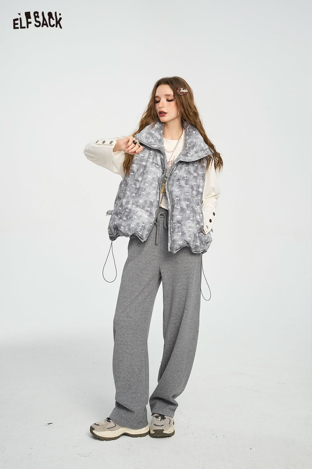 ELFSACK Lazy Style Casual Straight Leg Pants Wide Leg Loose Slim Fit