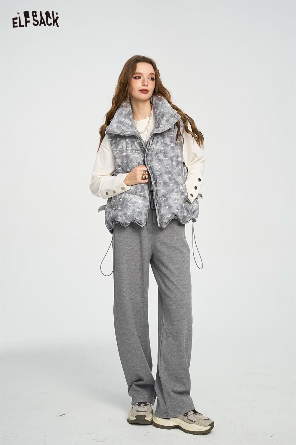 ELFSACK Lazy Style Casual Straight Leg Pants Wide Leg Loose Slim Fit